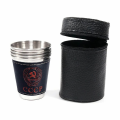 4pcs Outdoor Travel Cups Set Camping Tableware Stainless Steel Cup with PU Leather Portable Coffee Wine Beer Whisky Cup.