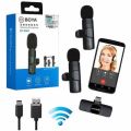 BOYA BY-MW3 Dual Wireless Microphone Type-C Lavalier Mic for Android Phone | Plug & Play Noise Reduction Recording Mic for Live Streaming, Vlog, Interview, Podcast, YouTube, Facebook Live. 