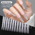 240pcs Matte Press On Nails Acrylic Tips Translucent Half Full Cover Artificial Nail Coffin Thin Long French Fake Tools Manicure. 