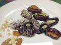 Box of 6 Chocolate coated Dates Premium Chocolate Khajoor filled Almonds Walnuts Kajo dry fruits Ramadan Dates Special treat gift box. 