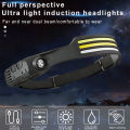 COB LED Sensor Head Lamp Induction Headlamp Built-in Battery Flashlight USB Rechargeable Head Torch 5 Lighting Modes Headlight. 