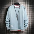 Mens Casual Sweatshirts Hoodie Men Fake Two Pieces Multi Color O-Neck Fashion Harajuku Style Male Sweatshirt 2023 New. 