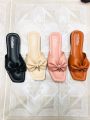 Girls Fashionable Cute Look Slim Flat Shoes | Solid Color Butterfly Sandal. 