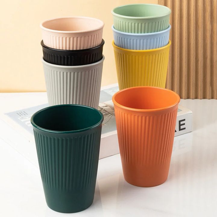 4PC/Set Wheat Straw Cup MultiFunctional Cola Coffee Plastic Cup