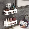 Bathroom Kitchen Coumter Storage Storage Rack Shelf Organizer Adhesive Shampoo Gel Storage Basket Decoration Bathroom Shower Storage Shelf Rack Accessories. 