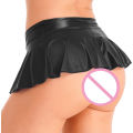 Womens  Mini Skirt Nightwear Low Rise Glossy Ruffled Short Miniskirt Clubwear Solid Color ruffled Female Bikini Cover Ups. 