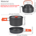 Camping Cooking set Camping Cookware Travel Tableware Outdoor Picnic Set Teapot For 2-3 Peaple Non-stick pots assorted sets.