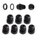 25pcs Waterproof Cable Gland Nylon Joints Plastic Black Cable Glands Connector Cable Joint Combination PG7 PG9 PG11 PG13.5 PG16. 