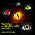 LED Car Dynamic Devil Eye Large Light 3-inch 33 Mode 3D Lens Dynamic Pupils Headlight Car Light Remote Modification Eagle Eye. 