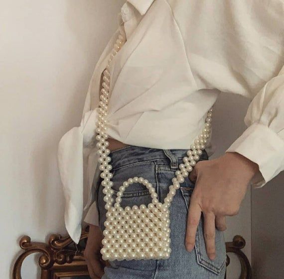 Pearl Beaded Bag Fashion Handbag Women's Evening Clutch Shiny