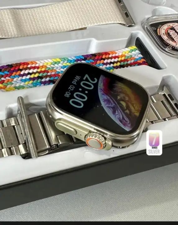 H20 Ultra Smartwatch 10 in 1 Ultra Smart Watch With ( 7 Straps + Silicone case + Earbuds ) Full HD Display High Quality Watch