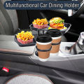 3-in-1 Detachable Car Cup Holder Tray-Expandable Food Table with 360° Rotating Design,Sturdy Base for Long Road Trips Table Tray.