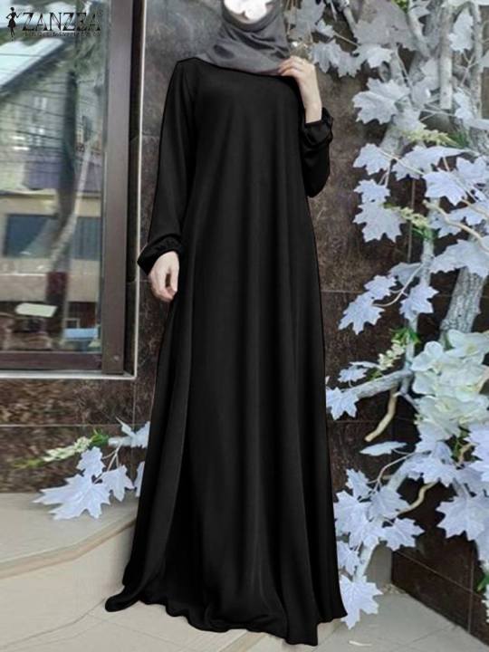 ZANZEA%20Muslim%20Women%20Summer%20Abaya%20Sundress%20Solid%20Islamic%20Clothing%20Marocain%20Vestido%20Robe%20Femme%20Fashion%20Long%20Sleeve%20Kaftan%20Dress%20-%20Image%204