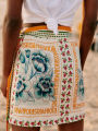 Summer New Fashion Women's Beach Style Short Skirt Printed Retro Vacation Style Covering Casual Elegant Half Skirt.