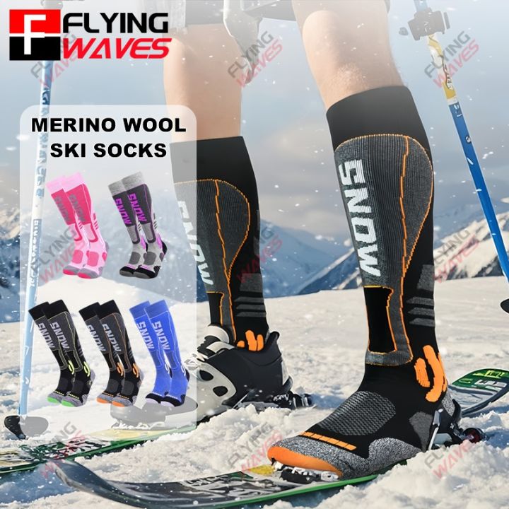 High Quality Merino Wool Knee High Long Ski Socks Men Women Winter Outdoor Thermal Hiking Snowboard Thicken Warm Sports Socks