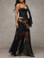 Plus Size Elegant Lace Half Skirt Spring Summer New Style Women's Black High Waist Stylish Commute Mesh Party Dress Skirt.