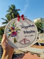 Customized Bat Paki / Marriage Fixed / Date Fixed Hand Embroidery Hoop - 8 Inch Wooden Frame | Personalized Gift. 