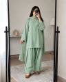 Printex work on Neck and sleeves with farshi shalwar and Chiffon dupata 3 pcs. 