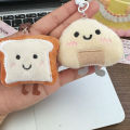 Toast Cartoon Plush Keychain – Cute Rice / Toast Bunch Expression Pendant for Bags, Gifts & Students”.