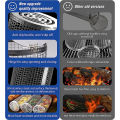 BBQ Basket Stainless Steel Rolling Grilling Basket Wire Mesh Cylinder Grill Basket Portable Round Outdoor Camping Barbecue Rack.