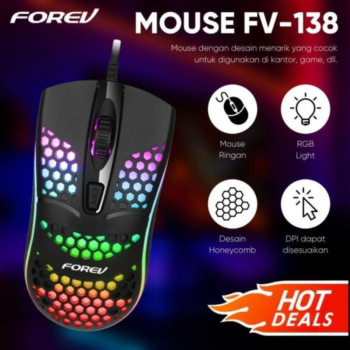 FOREV FV-138 and  Multi 1600 DPI High-end Mouse With LED Light Backlit Effects - For GAMING/PC/MACBOOK
