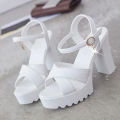 Women Fish Mouth Platform High Heels Wedges Buckle Sandals Shallow Hollow Open Toe Shoes Woman Party Footstep Office Pumps. 