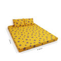 King Size Premium Bed Sheet 88" x 98" with 2 Pillow Covers | Yellow Bed Sheet with Grey Floral Print. 