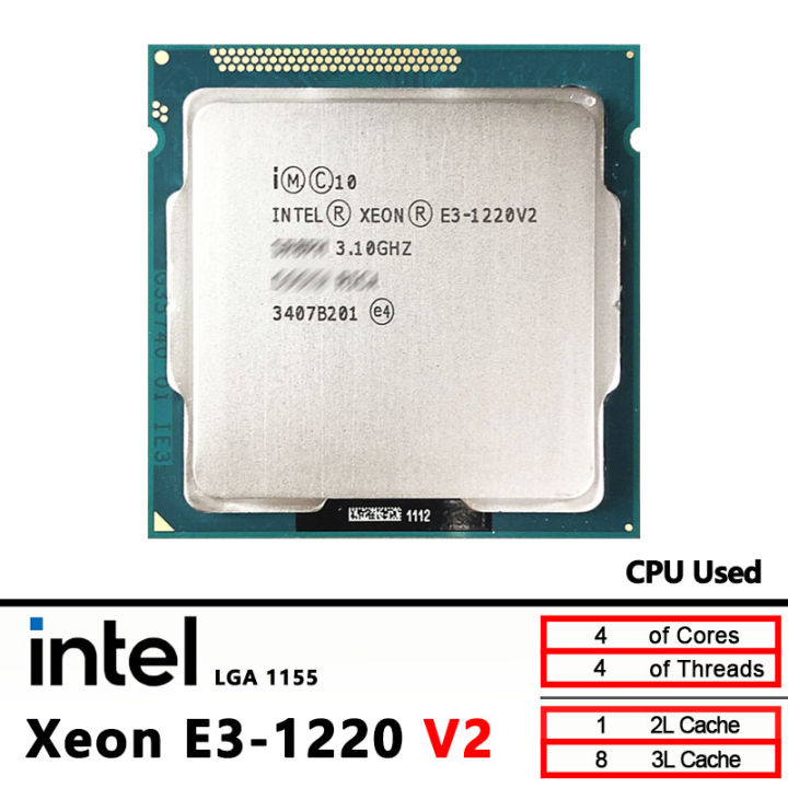 Intel Xeon E3-1220V2 Used E3 1220 v2  3.1 GHz Quad-Core CPU 8M 69W LGA 1155