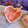 Strawberry Ramen Bowls and Spoons Creative Ceramics Anti-scald Instant Noodle Bowl Cute Strawberry Bowl Pretty Bowl. 