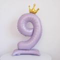 40Inch Light Purple Standing Crown Digital Balloon Foil Number Balloons 0-9 Girls Birthday Party Decor Number Ballons with Crown. 
