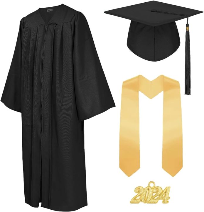 high quality graduation gown cap tassel and stole)sash