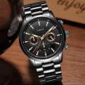 New Luxury Premium Black Stainless Steel Chain Quartz Analog Wrist Watch For Men Gents Boys Black LIGE. 