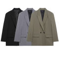 HXAO Blazer Women Double Breasted Pocket Women's Jacket 2025 Long Sleeve Casual Blazers Woman Chic Office Wear Ladies Coat. 