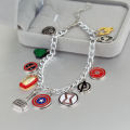 Marvel Avengers Movie Bracelet Captain America Shield Thor Hammer Iron Man Deadpool Metal Enamel Pendant for Men Women. 