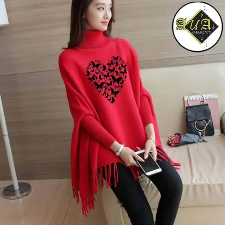Fleece%20Poncho%20For%20Women%20%7C%20Winter%20Collection%20Woman's%20Printed%20Poncho%20For%20Girls%20%7C%20Winter%20Fashion%20Coffee%20Printed%20Poncho%20Sweater%20Poncho%20Style%20Top/Shirt%20For%20Girls%20-%20Image%202