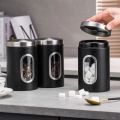 1/3Pcs Coffee Canister Stainless Steel Food Storage Jars with Visual Window Kitchen Storage Coffee Bean Tea-leaf Sealed Cans. 