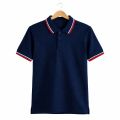 Black Mesh Polo T-Shirt for Men – Red White Collar | Slim Fit | Breathable | Casual & Office Wear. 