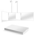 Portable Trifold Vanity Cosmetic Mirror with Height Adjustable Hooks for Self Hair Cutting Makeup Folding for Bath and Travel. 