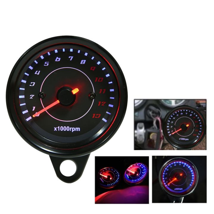 DC 12V Universal Motorcycle Tachometer Electronic Tach Meter Speedometer Gauge LED Backlight 13000 RPM for Honda for Suzuki