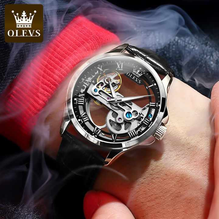 OLEVS%206661%20Full%20Transparant%20Skelton%20Flywheel%20Automatic%20Mechanical%20Men's%20Watch%20Leather%20Strap%20Luxury%20Brand%20Original%20Man%20Wristwatch%20-%20Image%205