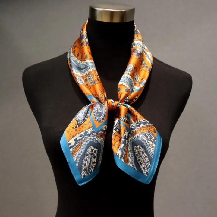 Spring/Summer%20Orange%20Imitation%20Silk%20Neckerchief%20Outdoor%20Decoration%20Wraps%20for%20Women%2070*70cm%20Cashew%20Print%20Square%20Scarf%20-%20Image%204