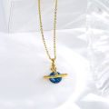 box titanium steel micro-insert planet pendant necklace for girls light luxury fashion niche jewelry.
