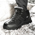 Leather Men Boots Winter Fur Super Warm Snow Boots Men Winter Work Casual Shoes Sneakers High Top Rubber Ankle Boots. 