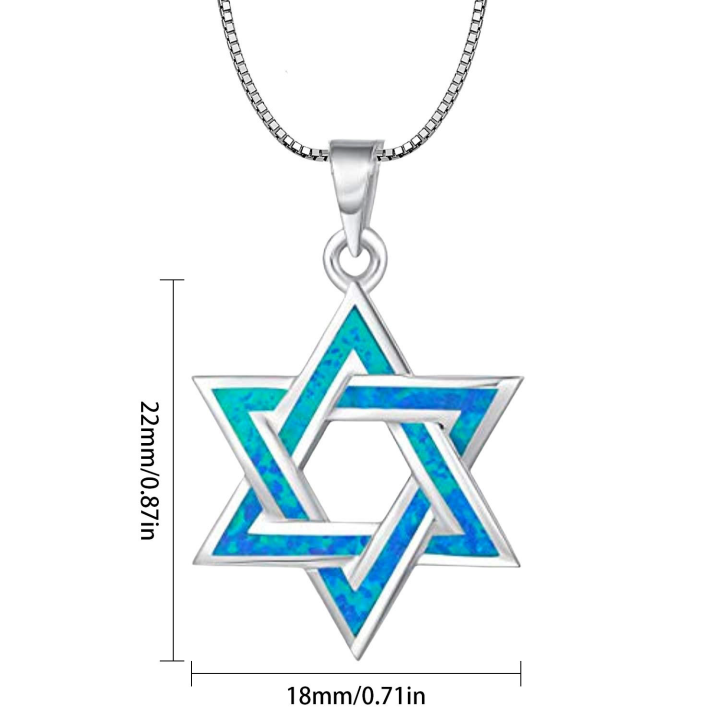 Blue%20Fire%20Opal%20Star%20of%20David%20Pendant%20Necklace,White%20K%20Plated%20Jewish%20Jewelry,Unisex%20Judaica%20,Healing%20Crystal%20Choker%20%20for%20-%20Image%202