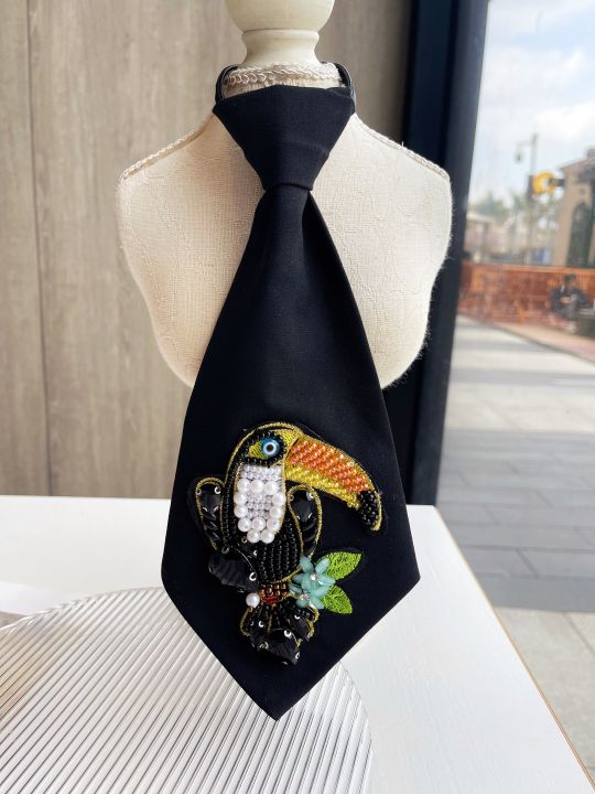 Original Niche Design Cravate1Pc Animal Decorative Tie, No-Knot Party Tie, Pearl Tie, Suitable for All Seasons, Personalized for Women, Suitable for Parties, , School, Shirts, and Holiday Outfits