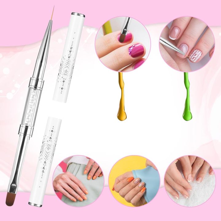 1/2/3Pcs%20Double%20Ended%20Nail%20Art%20Brush%20Set%20Oval%20Gel%20Liner%20Poly%20Gel%20with%20Steel%20Pusher%20Rhinestone%20Handle%20French%20Manicure%20UV%20Gel%20-%20Image%203