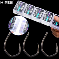 Hirisi 50pcs PTFE Coated High Carbon Stainless Steel Micro Barbed Fish Hook With Eye 8033 Fishing Accessories Spliceable Box. 