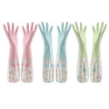 Dishwashing Gloves Single Layer Household Chore Splicing Sleeve Waterproof Gloves Plush Elastic Band Mouth Rubber Gloves. 