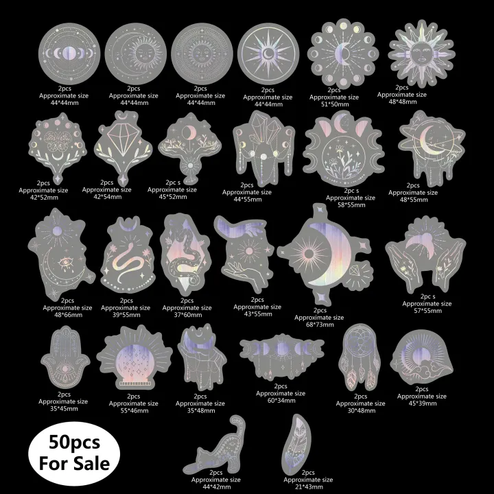 50pcs%20Holographic%20Glitter%20Stickers%20PET%20Transparent%20Shiny%20Waterproof%20Decorative%20Decals%20-%20Image%202