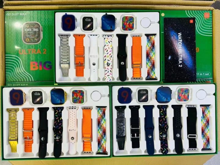 i50 Suit Max 11 in 1 set 2 smart watch Ultra 2 & watch 9 | with 7 Different straps and 2 Watch Cover | Bluetooth and Touch smart watch